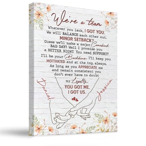 Personalized Couple Canvas We'Re A Team, Family Name Sign for Home Decor, Personalized Canvas, Full Size Customized 12'x18'
