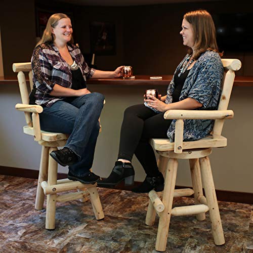 Sunnydaze Rustic Bar Stool, Log Cabin Style Unfinished Wood Construction, 4-Foot, Set Of 2 #TOP6