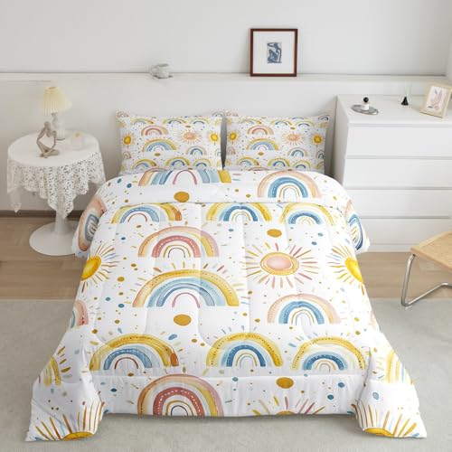 Parure de lit arc-en-ciel pour enfants en microfibre Manfei