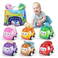 Norkbeng 6PCS Pull Back Cars for Kids, Construction Vehicle Toy Set with Play Mat and Storage Bag, Friction Powered Trucks for Boys Girls Aged 3 4 5, Cartoon Gift for Birthday Easter Party