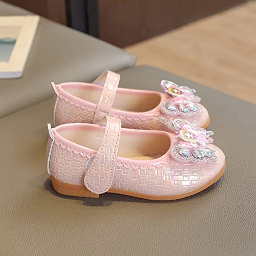 Fashion Summer Dress Mary Jane Girls Casual Shoes Rhinestone Bow Cartoon Girls Wedding Party Ballerina Flat Shoes (Pink, 1.5 Big Kids)4
