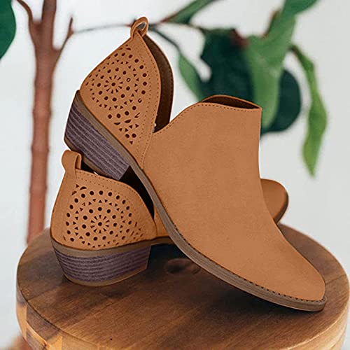 Botines de moda para mujer con puntera redonda, botas planas cómodas y elegantes 6