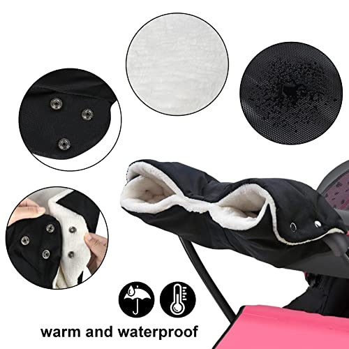 Justay Kinderwagen Handwärmer Kinderwagen Muff Handwärmer für Kinderwagen Kinderwagenmuff mit Warm Flanell, Universalgröße für Kinderwagen,Wasser- und windabweisend, Einheitsgröße, Schwarz