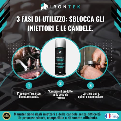 IRONTEK Injektor & Glühkerzenlöser 500 ml IT137 | löst Verkokungen | Schaum-Penetrationsformel | Schnellwirkung