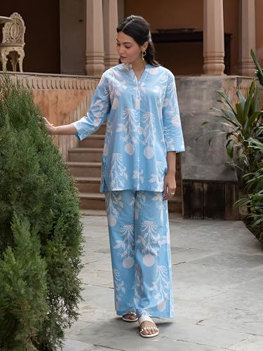 Image of Yashika Women's Cotton Blend Trendy Regular Fit Solid Printed Kurti with Stright Bottom |Kurti Set for Women