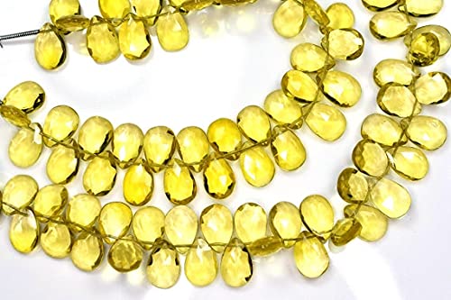 Quartz citron vert or briolette facetté pour éviter les ternissures