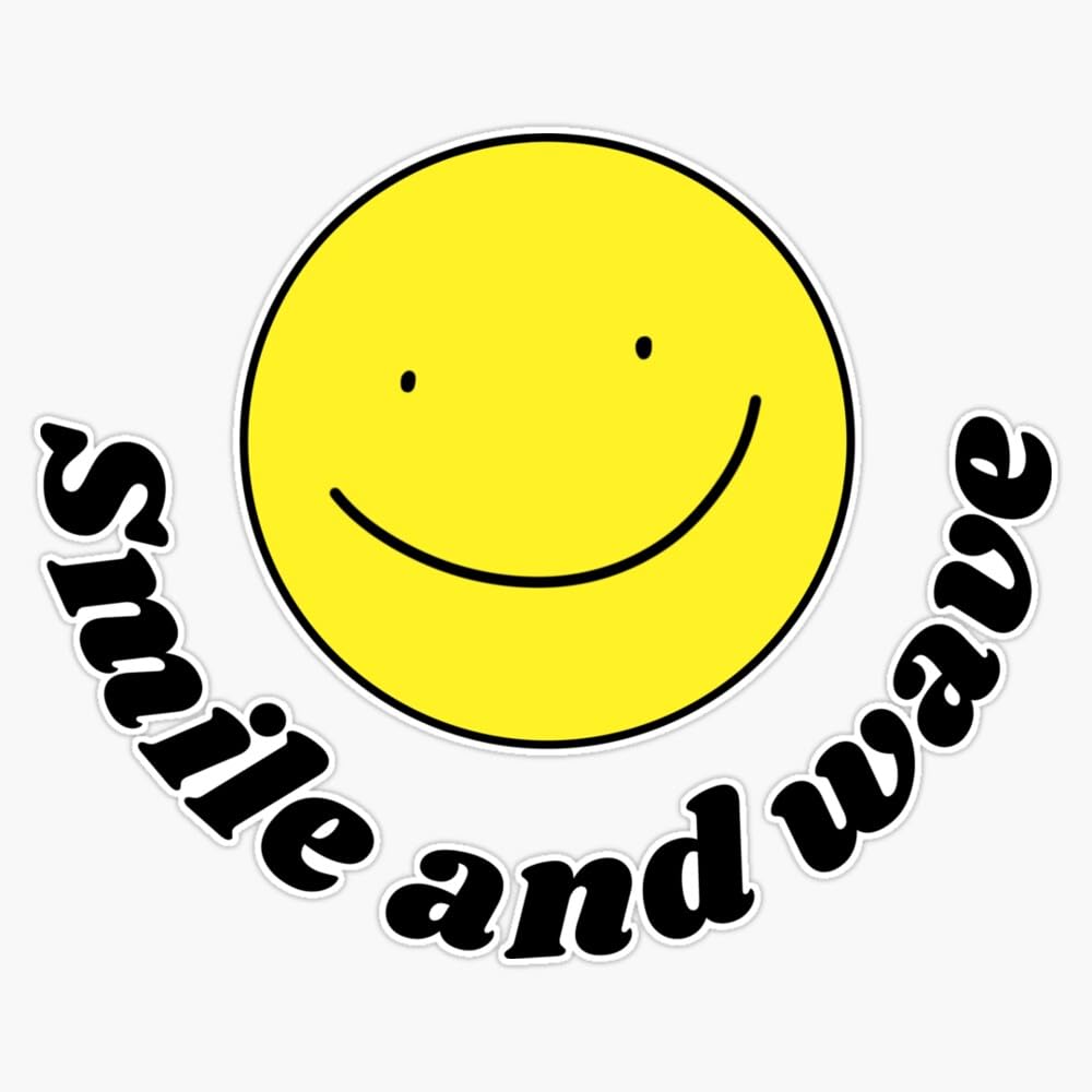 Amazon.com: Smile And Wave, Yellow Happy Smile Sticker Vinyl