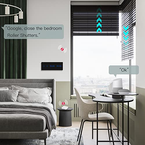 BSEED Smart ZigBee Schalter mit Rolladenschalter,2 Fach 1 Weg Smart Touch Schalter und Rolladenschalter arbeitet mit Smart Life/Tuya APP,kompatibel mit Alexa und Google Home Schwarz(Hub erforderlich)