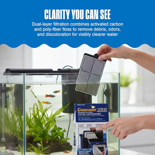 Image of Penn-Plax Cascade Hang-On Power Filter Replacement Cartridges, 3 Pack - Dual-Layer Activated Carbon & Poly-Fiber Media for CPF3 & CPF4 Aquarium Filters -Fresh & Saltwater Use -Black & White, ‎9x3x4 In