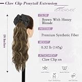 BARSDAR 45 cm Claw Clip syntetyczny falisty brązowy Highlight Ponytail