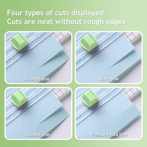 4 In 1 Paper Cutter, Geschenkpapier Schneider, Creative Papierschneider Mit Falzfunktion, Multifunktions-Papierschneidemaschine Für Scrapbooking, Karten und DIY, Mit 1 Eckenstanzer (grün)