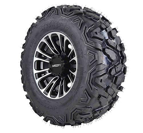 MASSFX SL 25x8-12 25x10-12 ATV Tires with Black QUAKE 12x7 4/156 Rims UTV Wheel and Tire Kit with Lug Nuts - Thumbnail 7