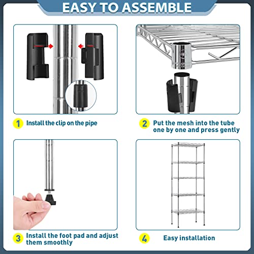 image for BestOffice Adjustable NSF-Certified Metal Shelf Wire Shelving Unit Sto