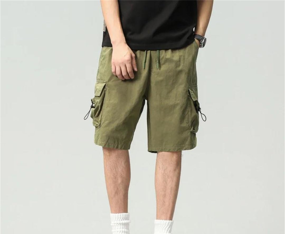 Men's Lightweight Cargo Shorts Loose Fit with Multiple Pockets and Drawstring Closure for Outdoor Travel and Hiking
