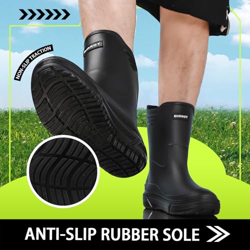 Hsttgsr Rain Boots for Men Waterproof Fashionable Rubber Boots Non-slip Outdoor Garden Boots Mid Calf Muck Work Shoes Comfort Lightweight Rainboots for Fishing Climbing3