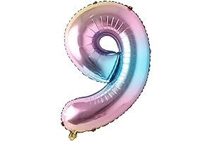 40 Inch Rainbow Gradient Colorful Big Size Number 9 Foil Helium Balloons...