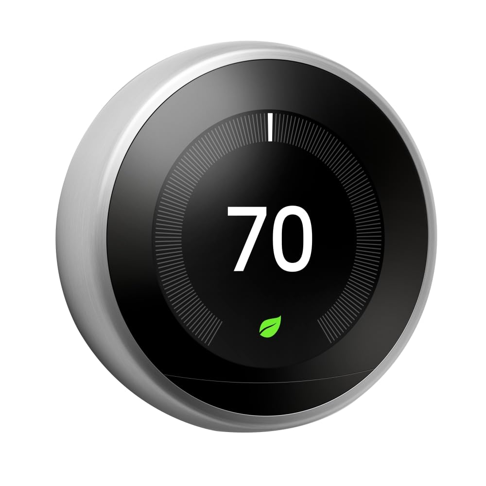 Nest T3007ES Learning Thermostat, Easy Temperature Control for Every Room in Your House, Stainless Steel (Third Generation)