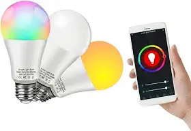 Lâmpada Smart LED Inteligente RGB E27 18W Wi-Fi Bluetooth 16 Milhões de Cores Compatível com Alexa Google Assistente e Celular
