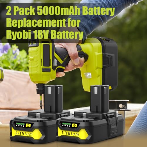 YSTASTERIS 2Pack 5.0A18Volt P105 18V Battery and Charger Combo Replacement for 18 Volt Battery P102 P108 P107 P109 P190 P191 P122 by YSTASTERIS - Used condition - Image 6