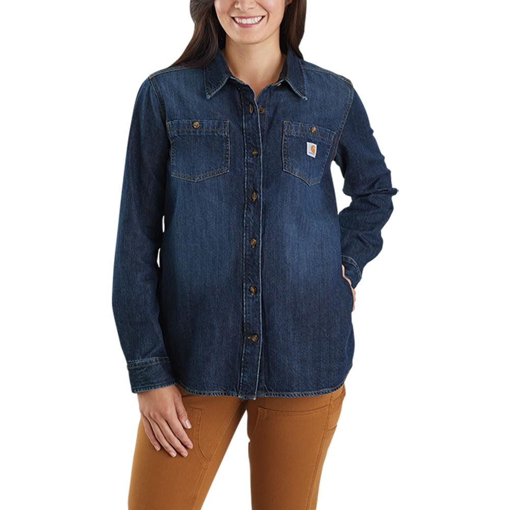 Carhartt Women's Zion 105492 Relaxed Fit Midweight Denim Long-Sleeve Shirt
