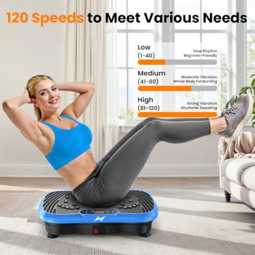 AXV Vibration Plate Exercise Machine Fitness Platform Body Vibrating Board | Powerful 200W Oscillating 120 Level Curved Design Shake Plate for Lymphatic Drainage Recovery Whole Body Toning With Handles - image 6