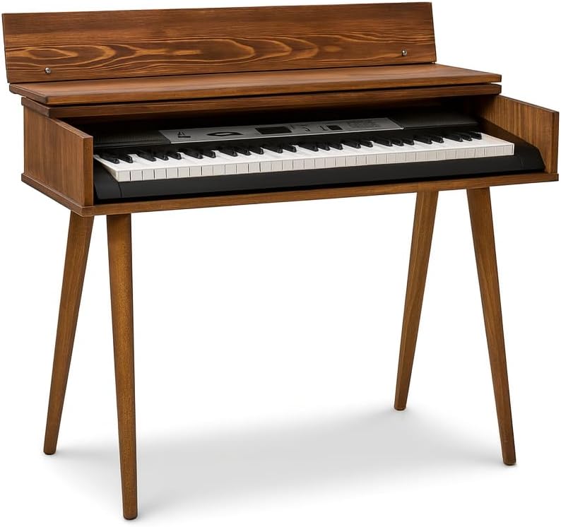 Customize Wood Piano Keyboard Stand, Mid Century Modern Wooden Furniture Stand for Digital Piano and Keyboards, Compatible with 54-88 Key Electric Piano