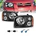 AmeriLite 2001-2004 Black Replacement Headlights Assembly for Frontier D22 Base/SE/SC/XE (Pair) w/Hi/Lo Beam Bulb