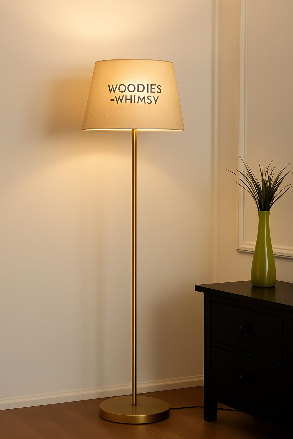 Modern Metal Floor Lamp - Gold & Jute Shade -5 Modern Metal Floor Lamp - Gold & Jute Shade -5