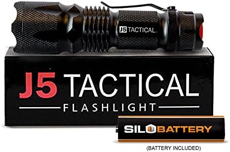J5 Tactical V1-PRO Flashlight - Genuine 300 Lumen Ultra Bright, LED 3 Mode Flashlight with 1.5V AA SILO Battery Installed
