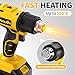 FULLYEA Cordless Heat Gun, Max 1022°F (550°C), Lightweight Hot Air Gun with 5 Nozzles & 2x4.0Ah Batteries, Portable Heat Gun Kit for Shrink Tubing, PVC Wrap, DIY Crafts (Yellow)