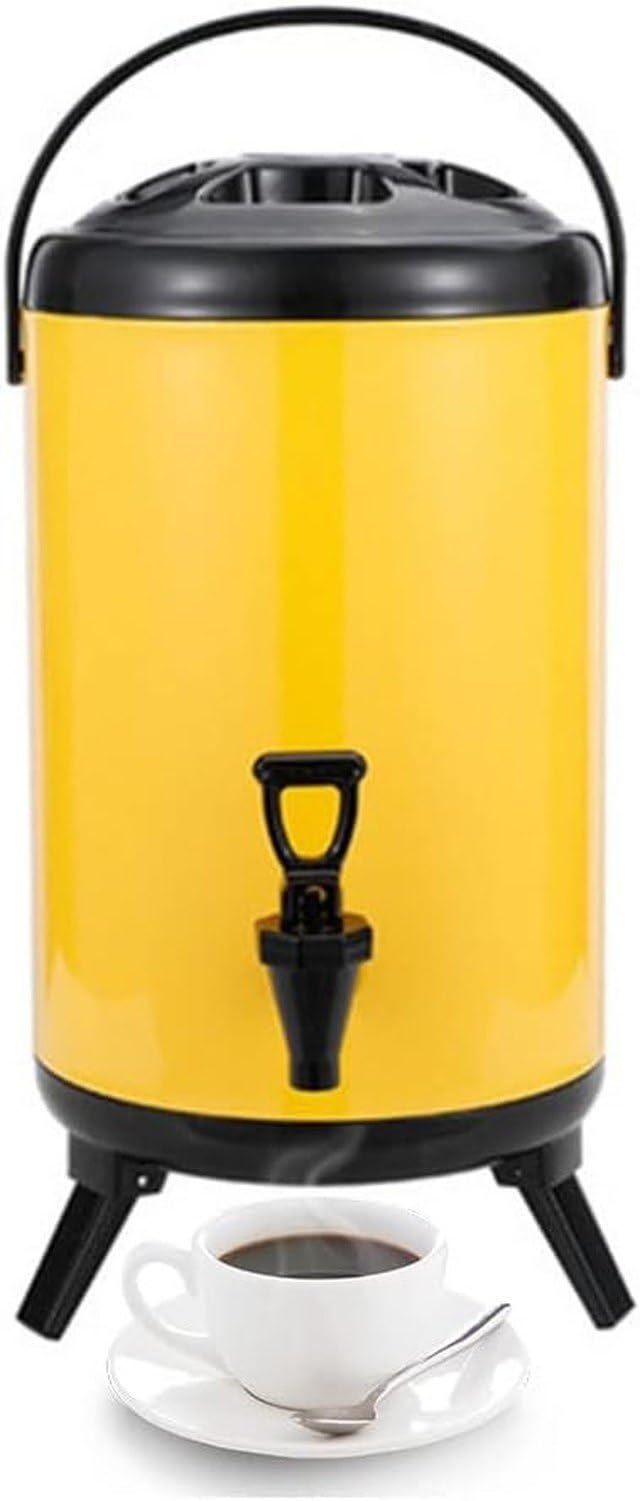Acqua Calda con Rubinetto Bollitore Europa in Acciaio Inox per Ufficio Festa Buffet Termostato 8L 10L 12L Giallo