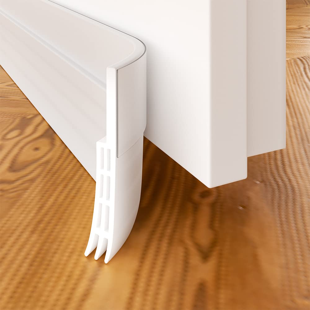 2 Pack Door Draft Stopper Under Door Noise Blocker Sweeps for Interior Doors Gap Guard Sound Proof Weather Stripping (Silicone,White)