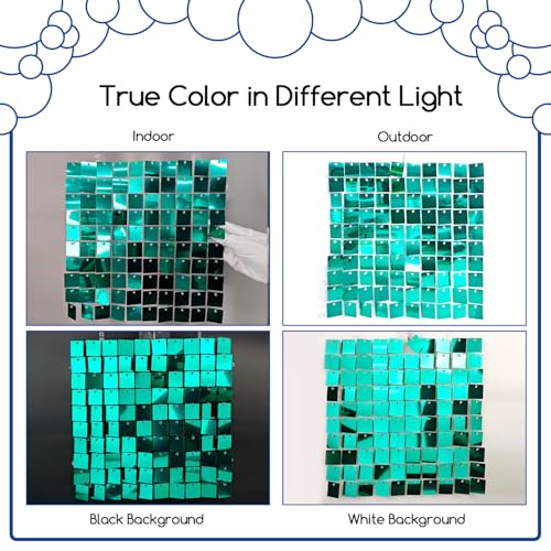 Image of COKAOBE Emerald Green Shimmer Wall Backdrop, 24PCS Square Sequin Shimmer Backdrop Panel, Photo Backdrops for Birthday, Anniversary, Wedding, Graduation & Bachelorette Party Decoration