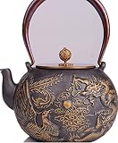 RUIKA Japanese tetsubin Cast Iron Teapot Dragon phoenix pattern Kettle 1400ml 48 Ounce
