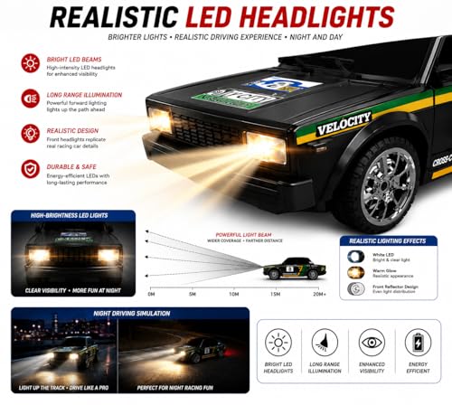 Image of Remote Control Sports Car & Off-Road SUV Toy for Kids, High Speed RC Racing with Wireless Remote, Realistic Lights & Premium Design Gift for Boys Girls (8-Black-Racing CAR)