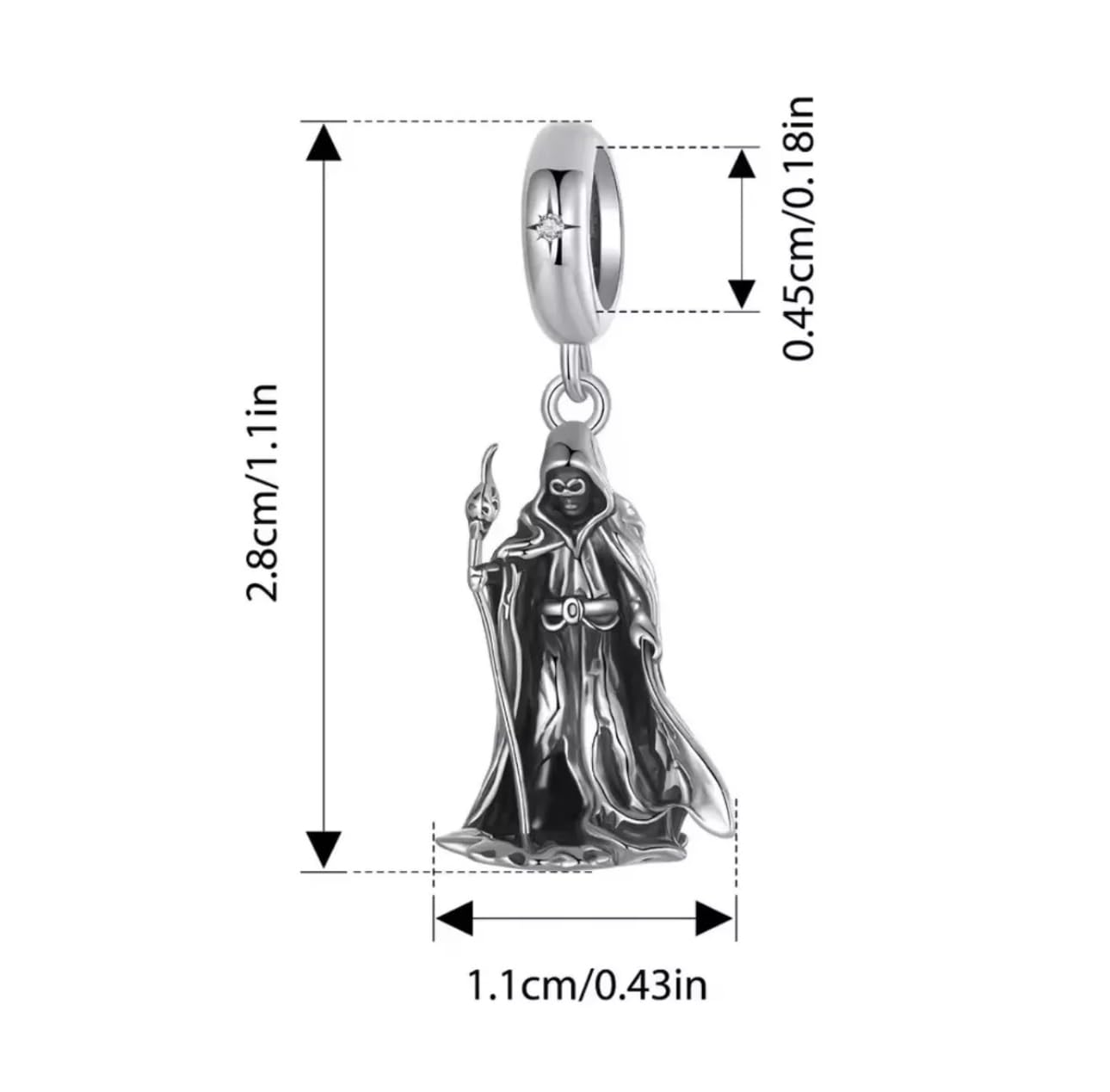 MOCHAMIK Grim Reaper Dangle Charm Halloween Plata de Ley 925 auténtica Compatible con Pulsera