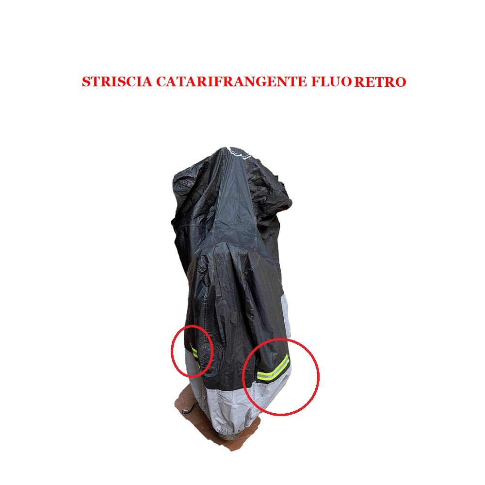 COMPATIBILE CON BMW R 1200 GS ANTIGRANDINE IMPERMEABILE TELO COPRIMOTO FELPATO PER MOTO-SCOOTER-PARABREZZA E BAULETTO NERO CON STRISCE FLUO COVER 296X105X127