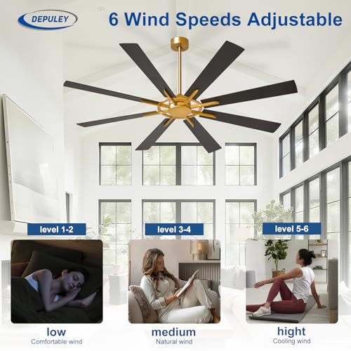 Image of Depuley Ceiling Fan Without Light: 72 Inch Big Indoor Outdoor Fan with Remote APP Control - Bronze Walnut Large Ceiling Fan no Light 8 Blade Reversible Quiet DC Motor Memory Function Timer
