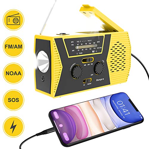 Emergency Radio 2020 New Version Bonpro Weather Radio with Solar and