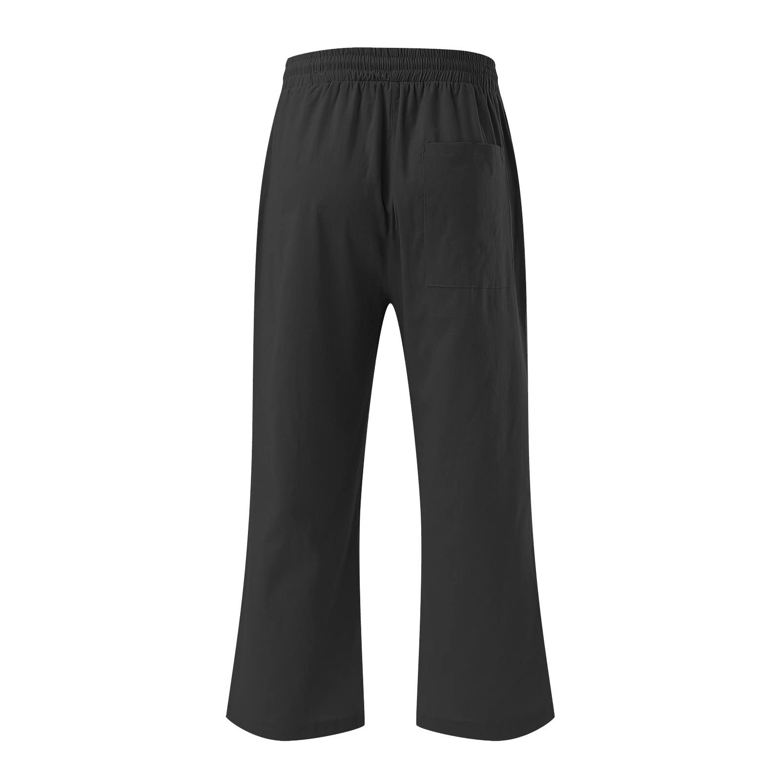 Linen Capri Pants for Women 2026 Cotton Linen Casual Summer Straight Wide Leg Loose Drawstring Elastic Waist Cropped — view 4