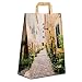 Produktbild 50 x Papiertüten braun, Motiv: Florenz 26+12x35 cm | stabile Papiertragetaschen | Kraftpapiertüten Flachhenkel | Papiertaschen Mittel | HUTNER