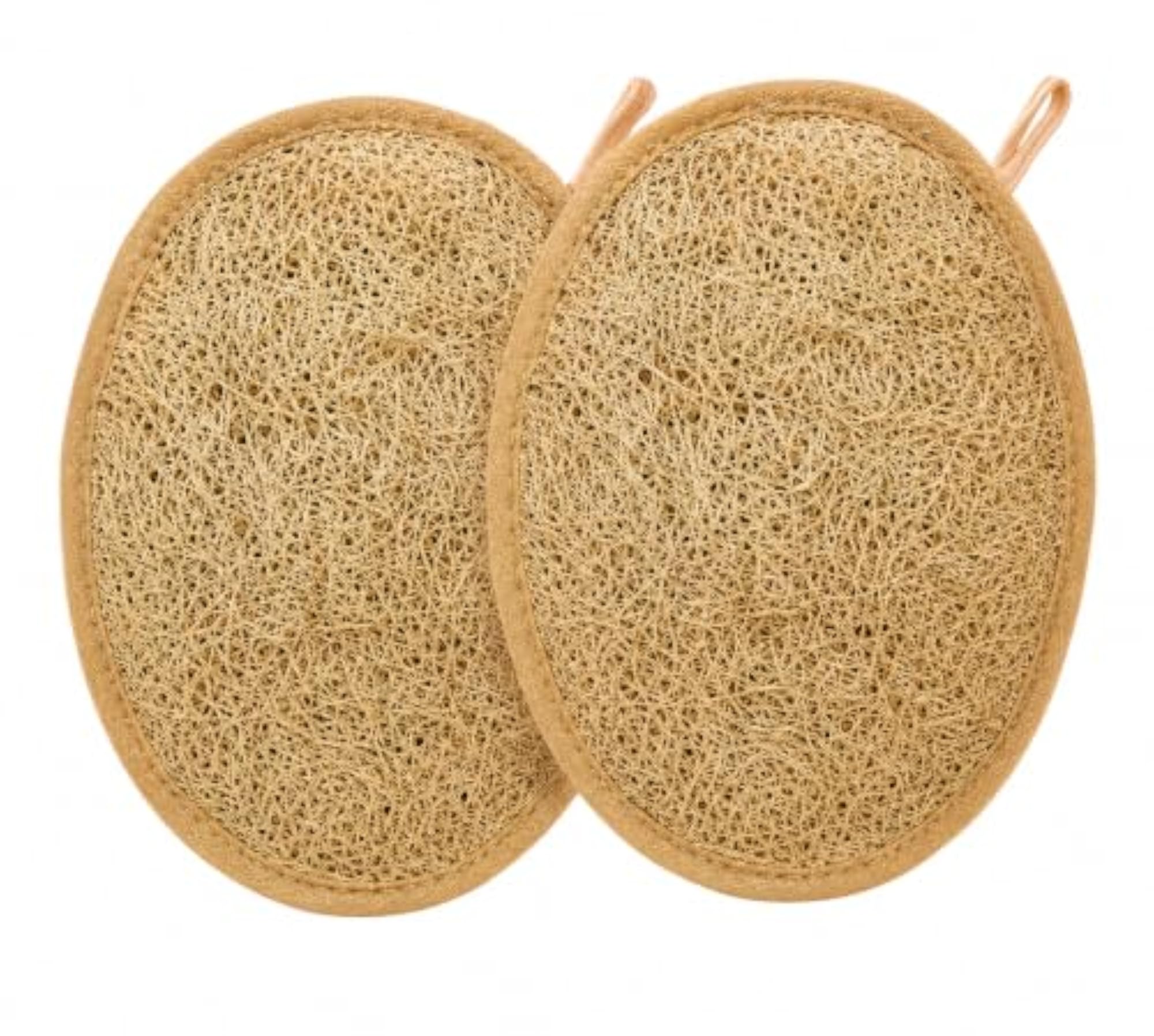 Natural Loofah Oval Body Scrubber, Pack of 2, Gift for Her