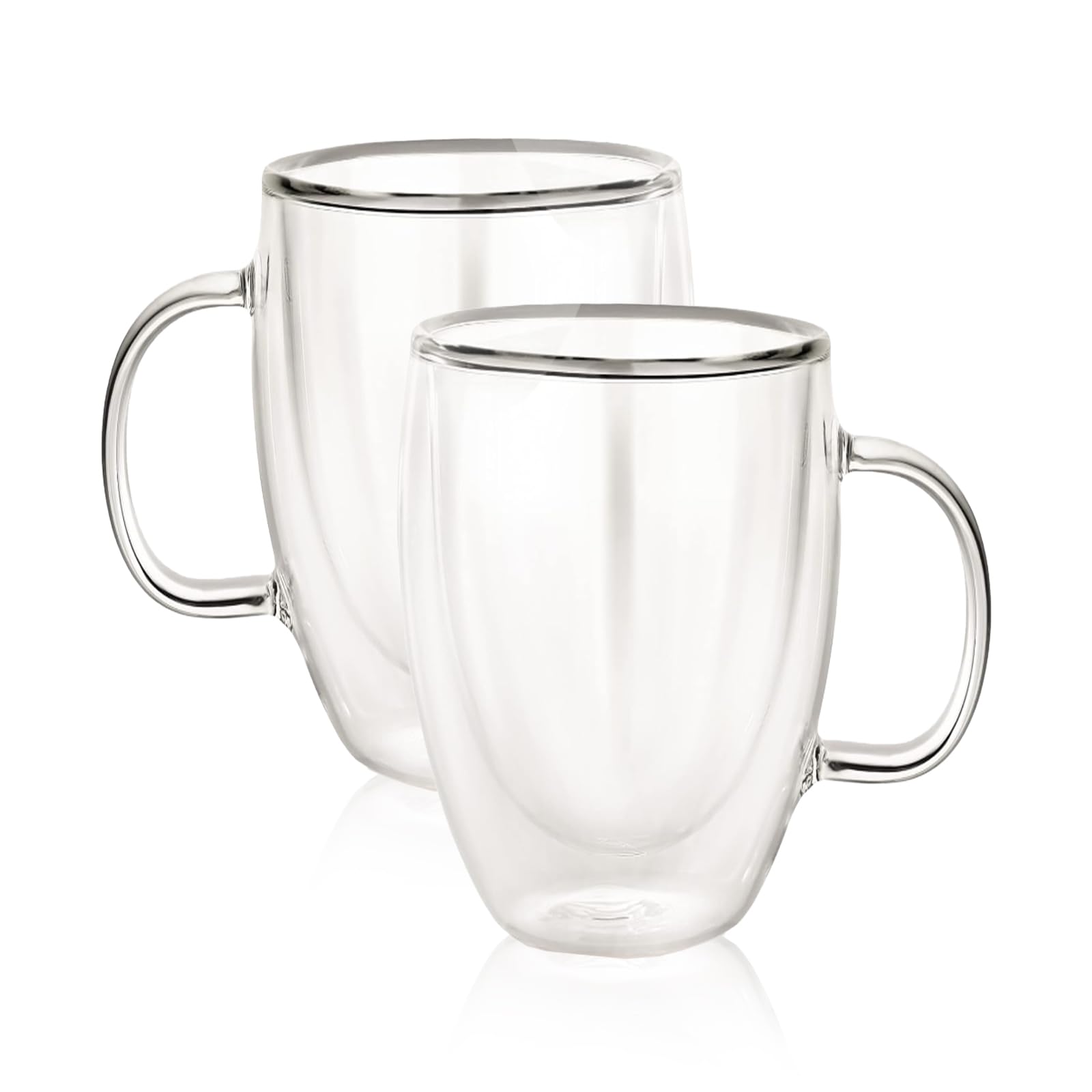 Isolierte Glasbecher, doppelwandig, für Tee, Cappuccino, Eiskaffee, Latte, heiße Getränke, mikrowellen- und spülmaschinenfest, 473 ml, 2 Stück