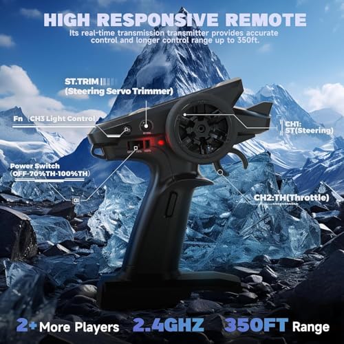 BEZGAR HP162S Remote Control Car - 1:16 Scale Brushless Fast RC Cars 40KPH, RC Trucks 4x4 Offroad Wa