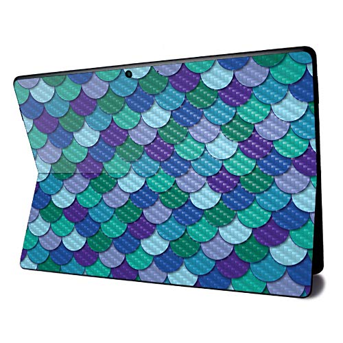 Image of MightySkins Carbon Fiber Skin for Microsoft Surface Pro X - Blue Scales | Textured Carbon Fiber Finish | Easy to Apply, Remove, and Change Styles | Made in The USA