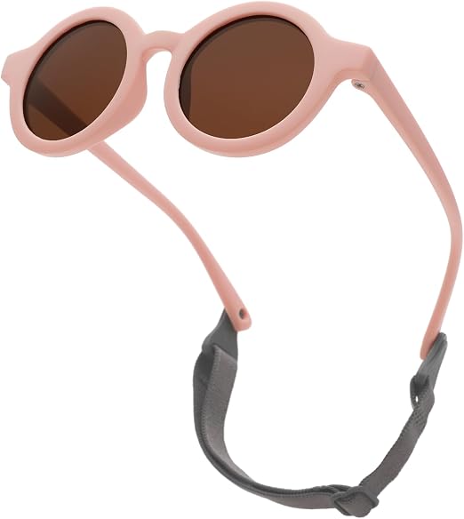 LOJUDI Lunettes de Soleil Bébé Polarisées avec Sangle Réglable 0-3 Ans