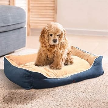Gorgeous Reversable Yellow,Black Color Square Ultra Soft Ethnic Designer Velvet Bed for Dog/Cat Fristone (Export Quality) Size : Medium