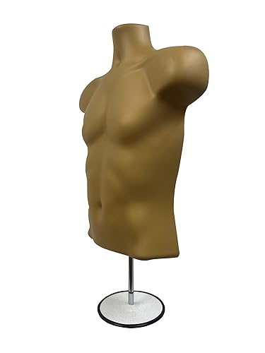 Miniatura 14 de DisplayTown - Maniquí masculino de torso con soporte de metal, cuerpo hueco, apilable, forma para exhibir camisetas, mostrador, ferias de Negro