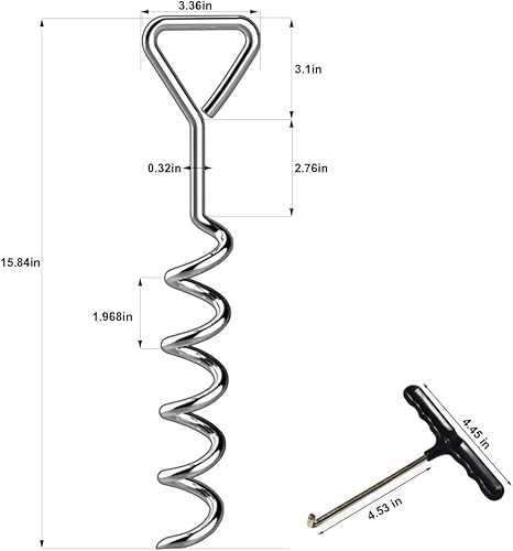 Miniatura 48 de Eurmax Juego de 4 estacas para trampolín de Estados Unidos, con forma de sacacorchos, juego de anclaje de acero con gancho en T para trampolines