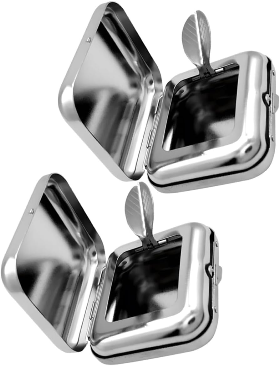 2pcs Mini Stainless Steel Pocket Ashtray for Travel and Social Use